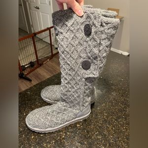UGG Australia Charcoal Gray Knit Sweater Boots
